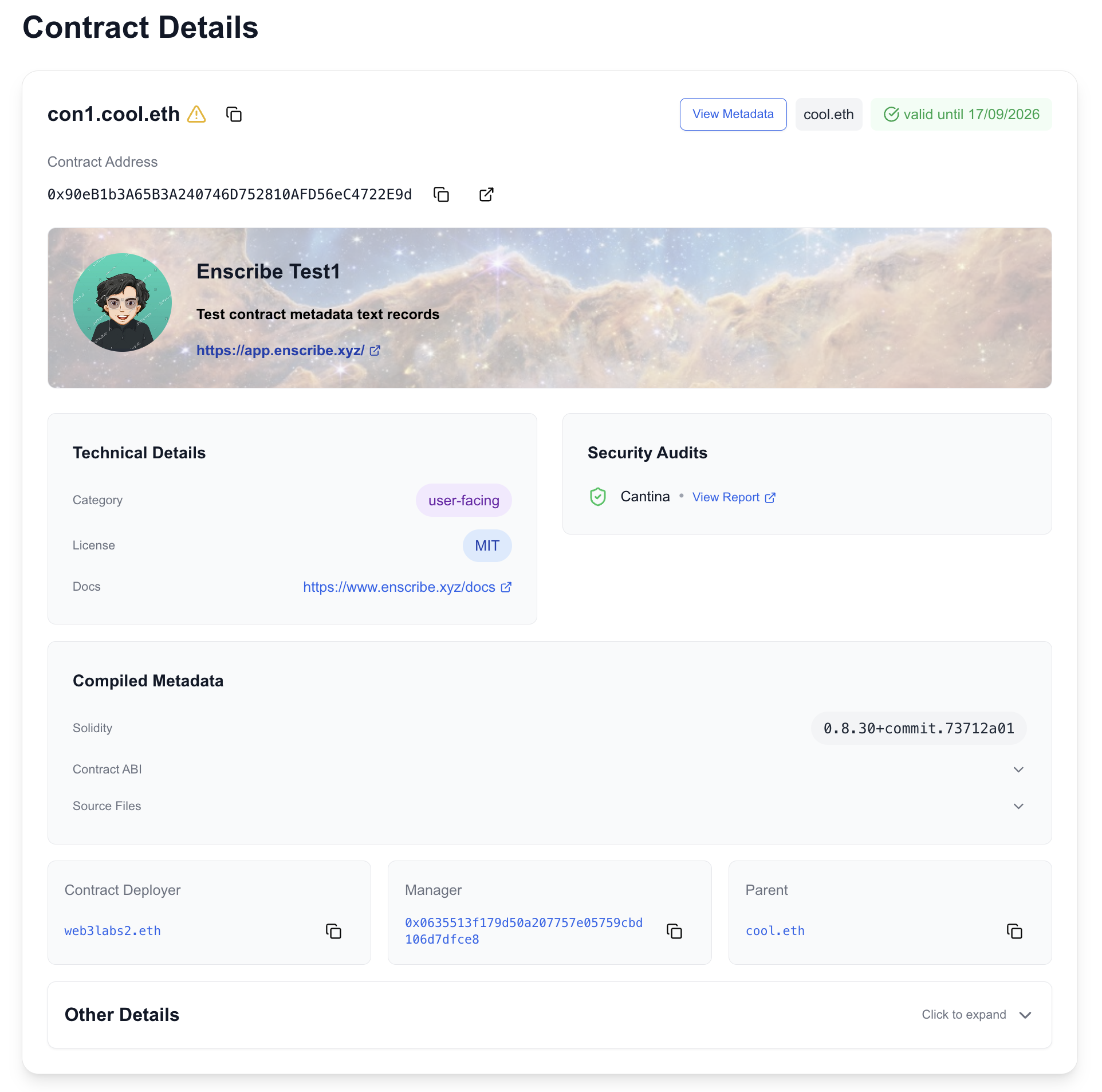 New contract page layout